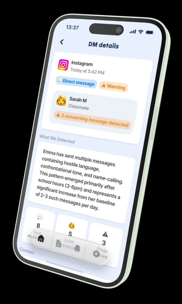 CyberSafely DM details screen